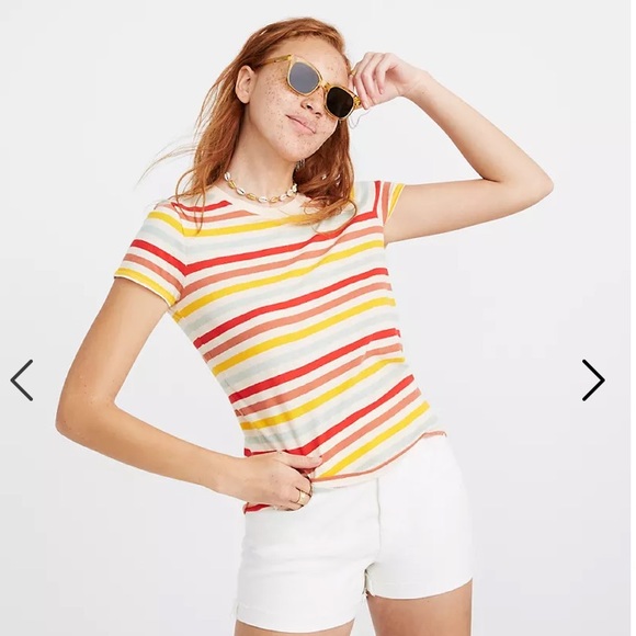 Madewell Lo-Fi Shrunken Tee in Lennie Stripe size Small - Picture 1 of 6